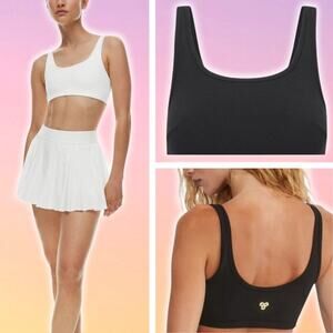 TNA Aritzia TnaBUTTER Mini Scoopneck Bra Top Sz 2XS Black